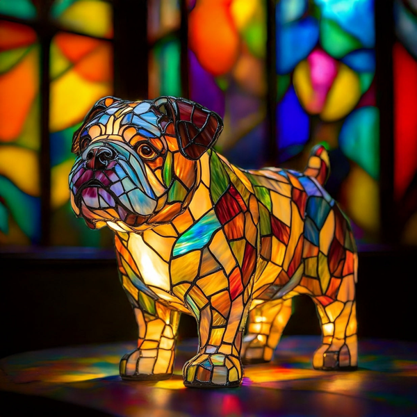 Lasimaalattu Bulldog-lamppu