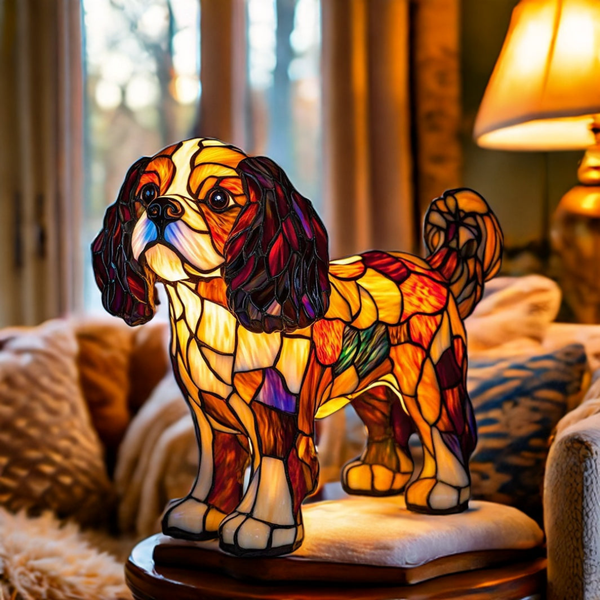 Sateenkaarisavinen Cavalier King Charles Spaniel -lamppu