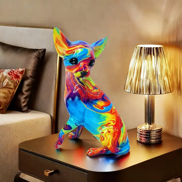 Colorful Resin Chihuahua Lamp
